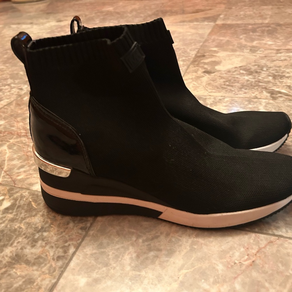 Michael Kors Black Ankle Booties with Silver Accents
